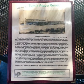 Tom's Place Cafe - A Little Taste Of Toms History. - Bars Near Me - Crowley Lake, California Tom's Place Cafe - A Little Taste Of Toms History. - Bars Near Me - Crowley Lake, California