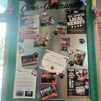 Raising Cane's Chicken Fingers - Community involvement board! - Fast Food Near Me - Cutler Bay, Florida