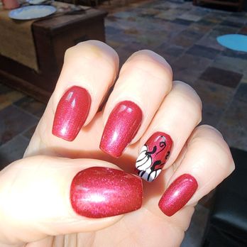 Nail Perfection II - Acrylic nails   with  pumpkin design. - Waxing Near Me - Canandaigua, New York