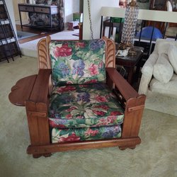 Sure-Fit Store No 6 - Want leather. Cushions remove for easy reupholster. Can you tell me anything about chair.