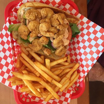 Fish & Chicks - Fried shrimp poboy and fries - Seafood Near Me - Cypress, Texas Fish & Chicks - Fried shrimp poboy and fries - Seafood Near Me - Cypress, Texas
