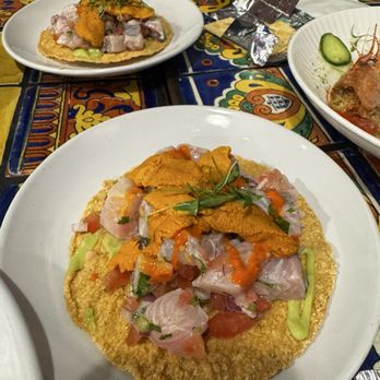 Holbox - Kanpachi and uni tostada - Latin American Near Me - Los Angeles, California Holbox - Kanpachi and uni tostada - Latin American Near Me - Los Angeles, California