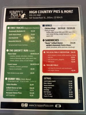 Menu photo 1 SCRAPPY'S PIZZA Dillon, CO