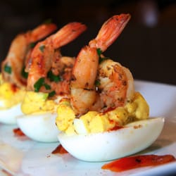 Alley Pond Sports Bar & Grill - Pickled Shrimp Deviled Eggs