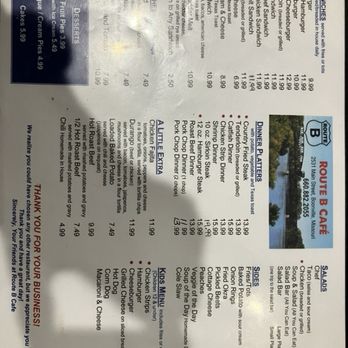 Route B Cafe - Menu - Cafes Near Me - Boonville, Missouri