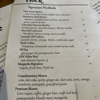 Flock. - Cocktails - New American Near Me - Mooresville, North Carolina