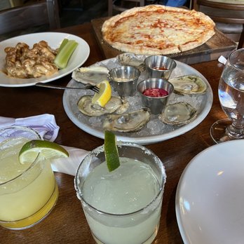 B2 Bistro + Bar - Margherita Pizza West Coast Oysters Bang Bang shrimp margaritas - Mediterranean Near Me - North Brunswick, New Jersey