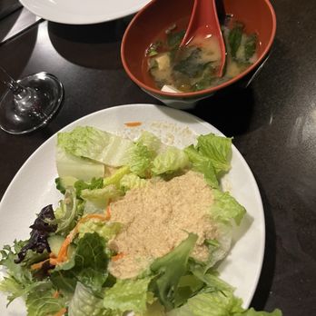 Mikado - Salad with ginger dressing and miso soup - Japanese Near Me - Orlando, Florida Mikado - Salad with ginger dressing and miso soup - Japanese Near Me - Orlando, Florida