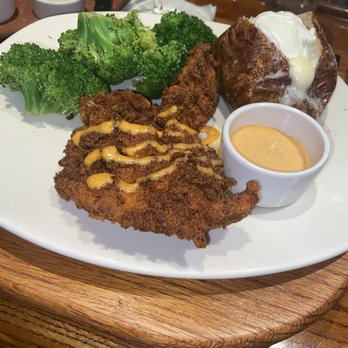 Outback Steakhouse - Bloomin fried chicken with baked potato and broccoli - Steakhouses Near Me - Coraopolis, Pennsylvania