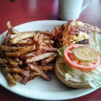 New West Restaurant - Classic Bacon Cheese Burger. Those fries were amazing. Just like old times... - Buffets Near Me - Edmonton, Alberta