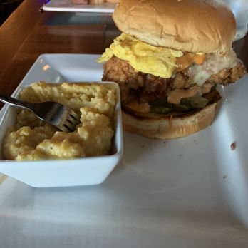 Lunch. Supper! - Pickled & Fried Sandwich (added 1 scrambled egg) with a side of Local Cheese Grits. - New American Near Me - Richmond, Virginia Lunch. Supper! - Pickled & Fried Sandwich (added 1 scrambled egg) with a side of Local Cheese Grits. - New American Near Me - Richmond, Virginia