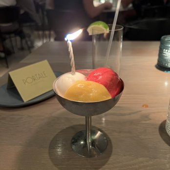Portale - Coconut, raspberry and passion fruit sorbet. - Italian Near Me - New York, New York
