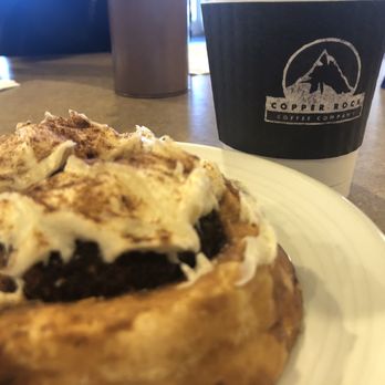 Copper Rock Coffee Company - Cinnamon Roll and Large Coffee - Coffee & Tea Near Me - Appleton, Wisconsin