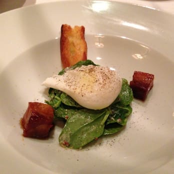 Bacchus - A Bartolotta Restaurant - Spinach Salad w/ poached egg and fried pork belly - New American Near Me - Milwaukee, Wisconsin Bacchus - A Bartolotta Restaurant - Spinach Salad w/ poached egg and fried pork belly - New American Near Me - Milwaukee, Wisconsin