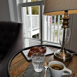 The Red Dot Coffee Company - Espresso (2 oz.) and ham and asiago croissant