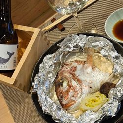 En Japanese Cuisine - Tai no Saka Mushi: Luscious Snapper head steamed in Sakè (sah keh)