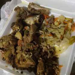 Montego Grill - Curry chicken with rice and cabbage