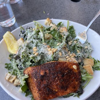 Eureka! - Blackened Salmon Kale Caesar Salad - American Near Me - Cupertino, California Eureka! - Blackened Salmon Kale Caesar Salad - American Near Me - Cupertino, California