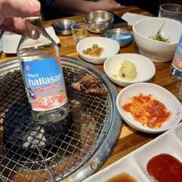 Grapefruit Soju and what's left of some amazing Galbi! The kimchi is amazing too!
