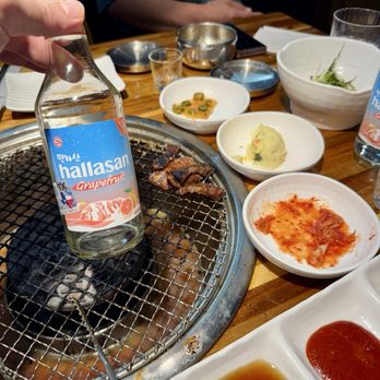 8 Ounce Korean Steakhouse - Grapefruit Soju and what's left of some amazing Galbi! The kimchi is amazing too! - Korean Near Me - Katy, Texas