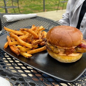 Iron Key Brewing - Patty Melt on a bun w/fries - Breweries Near Me - Columbus, North Carolina Iron Key Brewing - Patty Melt on a bun w/fries - Breweries Near Me - Columbus, North Carolina