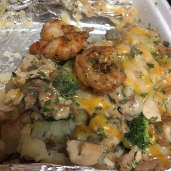 OMG Baked Potatoes - The Broccoli Chicken Potato with Shrimp - Soul Food Near Me - Houston, Texas OMG Baked Potatoes - The Broccoli Chicken Potato with Shrimp - Soul Food Near Me - Houston, Texas