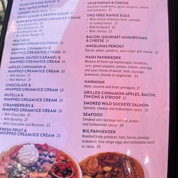 Angelina's - Dutch Pannekoeken sweet and savoury menu - Breakfast & Brunch Near Me - New Westminster, British Columbia