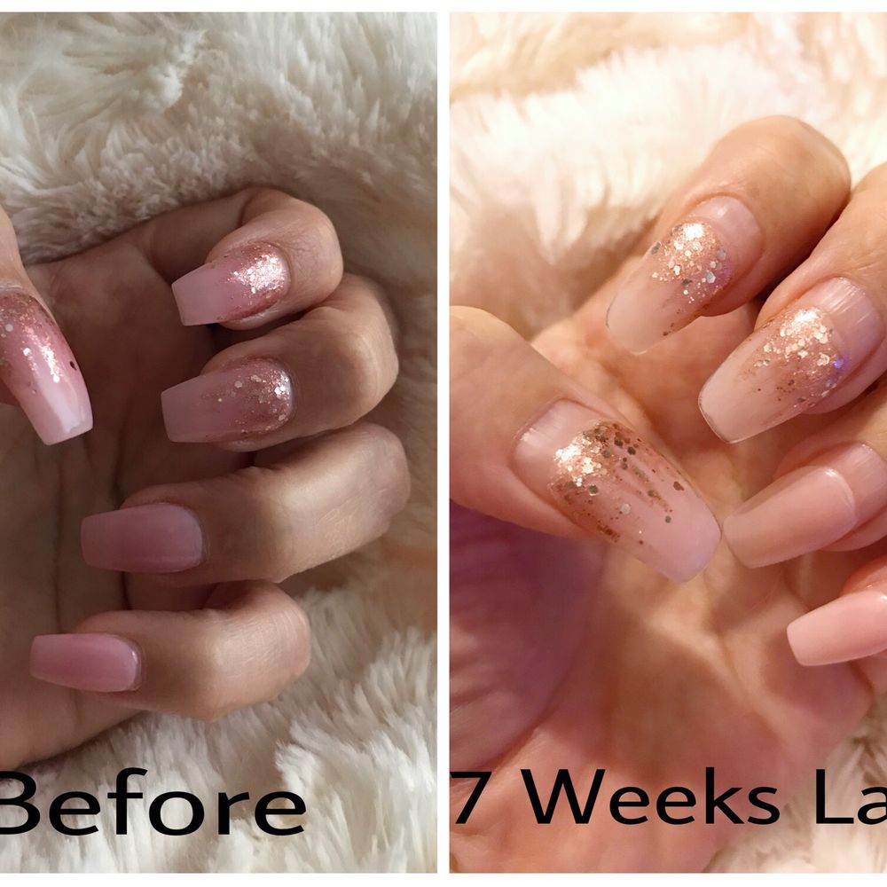 Lacquer - Coffin nails by Hang. Before/After 7 weeks later, no lifting, nail polish used not gel. - Waxing Near Me - Stockton, California Lacquer - Coffin nails by Hang. Before/After 7 weeks later, no lifting, nail polish used not gel. - Waxing Near Me - Stockton, California
