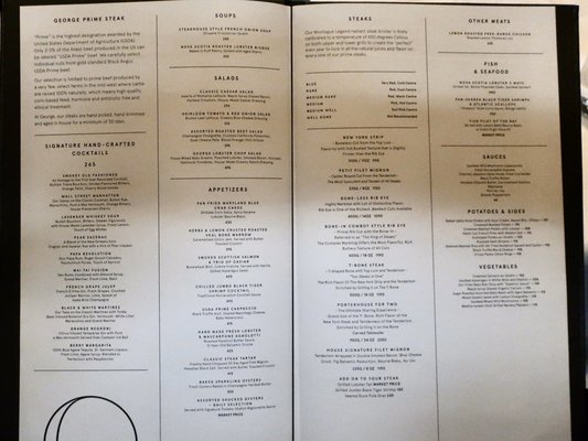Menu photo 3 George Prime Steak Praha 1, PR Menu photo 3 George Prime Steak Praha 1, PR
