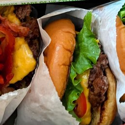 From L to R: SmokeShack, ShackBurger, and 'Shroom Burger From L to R: SmokeShack, ShackBurger, and 'Shroom Burger