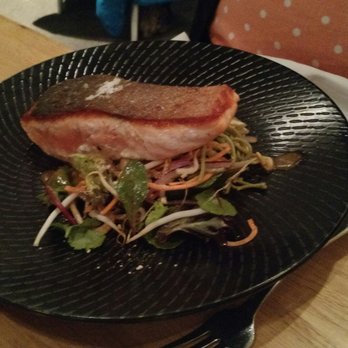 Garfish - The salmon of the day over an Asian salad - Seafood Near Me - Manly, NSW Garfish - The salmon of the day over an Asian salad - Seafood Near Me - Manly, NSW