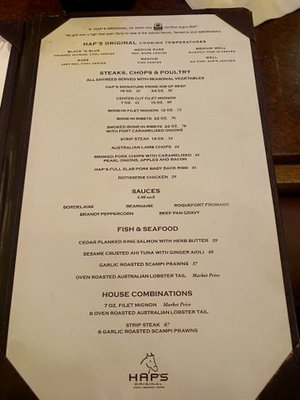 Menu photo 7 Hap's Original Steaks & Seafood Pleasanton, CA