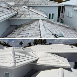 Miami Roof Cleaning Services - Before and After White roof cleaning Key Biscayne, FL