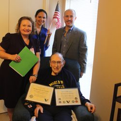 Tran's Senior Oasis - Honoring Dr. G. Tipton (102 years old ) on Veteran's Day 2015.