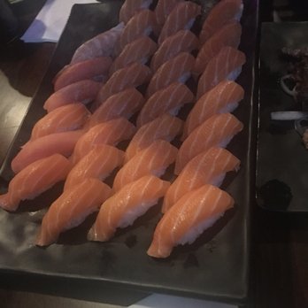 Rakuzen - Salmon all day. Friend ruined my picture - he didn't let "the phone eat first" - Sushi Bars Near Me - Brooklyn, New York Rakuzen - Salmon all day. Friend ruined my picture - he didn't let "the phone eat first" - Sushi Bars Near Me - Brooklyn, New York
