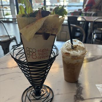 Eight Turn Crepe - Biscoff Butter Latte and 8. Chicken Thai Crêpe (GF) - Creperies Near Me - North Las Vegas, Nevada Eight Turn Crepe - Biscoff Butter Latte and 8. Chicken Thai Crêpe (GF) - Creperies Near Me - North Las Vegas, Nevada