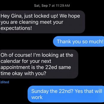 Angela's Tidy Time - Text communication after 2nd scheduled service. - Home Cleaning Near Me Angela's Tidy Time - Text communication after 2nd scheduled service. - Home Cleaning Near Me