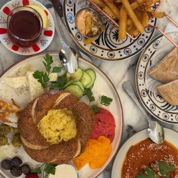 Troya Mediterranean Tiburon - Istanbul Breakfast, muhammara, French fries and Turkish tea. All we delicious - Mediterranean Near Me - Tiburon, California Troya Mediterranean Tiburon - Istanbul Breakfast, muhammara, French fries and Turkish tea. All we delicious - Mediterranean Near Me - Tiburon, California