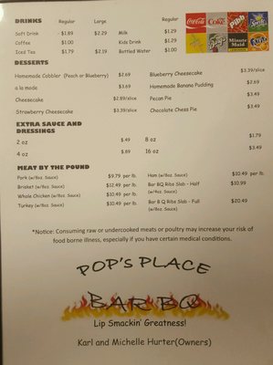 Menu photo 5 Pop's Place Bar B Q Hanceville, AL