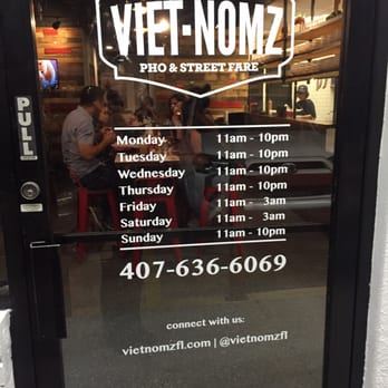 Viet-Nomz - As of 6/25/16, they are only open til 10pm on Friday/Saturday - Vietnamese Near Me - Winter Park, Florida Viet-Nomz - As of 6/25/16, they are only open til 10pm on Friday/Saturday - Vietnamese Near Me - Winter Park, Florida