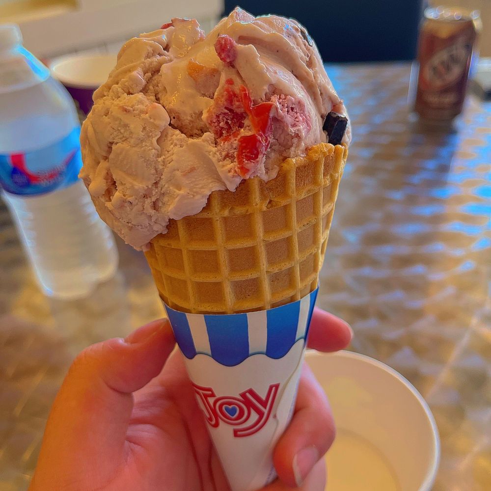 Emack & Bolio's - Cherry chip on a waffle cone - Ice Cream & Frozen Yogurt Near Me - Peoria Heights, Illinois Emack & Bolio's - Cherry chip on a waffle cone - Ice Cream & Frozen Yogurt Near Me - Peoria Heights, Illinois