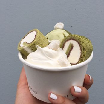 Beta5 Chocolates - The matcha sundae. Vanilla and green tea ice cream with matcha rolls and caramel and vanilla chantilly. - Chocolatiers & Shops Near Me - Vancouver, British Columbia