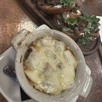 Assembly Downtown Kitchen & Bar - French onion soup & Mushroom Bruschetta - New American Near Me - Toledo, Ohio Assembly Downtown Kitchen & Bar - French onion soup & Mushroom Bruschetta - New American Near Me - Toledo, Ohio