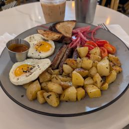 Breakfast platter and Latte in Pasadena Breakfast platter and Latte in Pasadena
