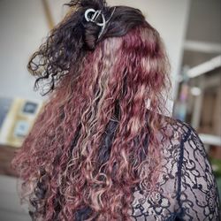 Vault Salon & Spa - Multi color curly hair with raccoon tail