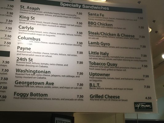Menu photo 3 Uptowner Cafe Washington, DC, DC