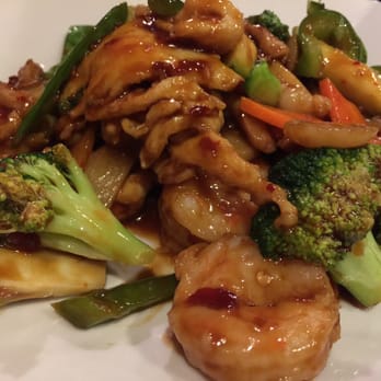 Asia Gourmet - Triple Delight with Garlic Sauce (shrimp, chicken, and pork) - Asian Fusion Near Me - Riverside, Ohio