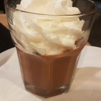 Brussels Bistro - Yummy chocolate mousse, although the creme fraiche could have been left off since it's the same amount - Belgian Near Me - Laguna Beach, California