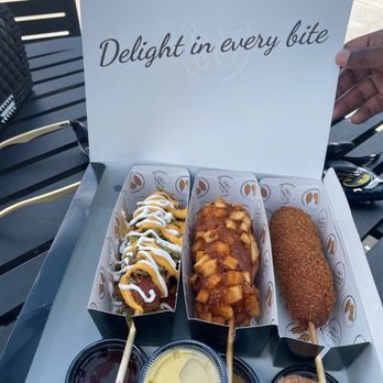 Ugly Donuts & Corn Dogs - Three different ugdogs - Korean Near Me - Pearland, Texas