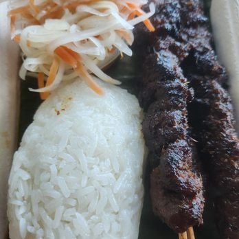 Khin Khao - Beef skewers, sticky rice, pickled veg. - Cambodian Near Me Khin Khao - Beef skewers, sticky rice, pickled veg. - Cambodian Near Me